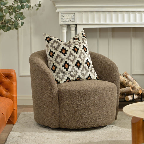 Everitte Bouclé Swivel Barrel Chair