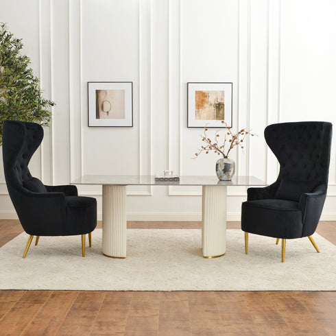 Letitia Velvet Wingback Accent Chair - Black Accent Chair | Decorative Accent Chairs | Kinwell Furniture | Modern Accent Chairs