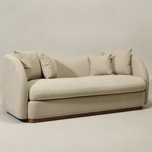 Samuel Premium Fabric Curved Sofa in Tan – 3 Seater Sofa | Three Seater Couch | Modern Curved Sofa | Kinwell Furniture