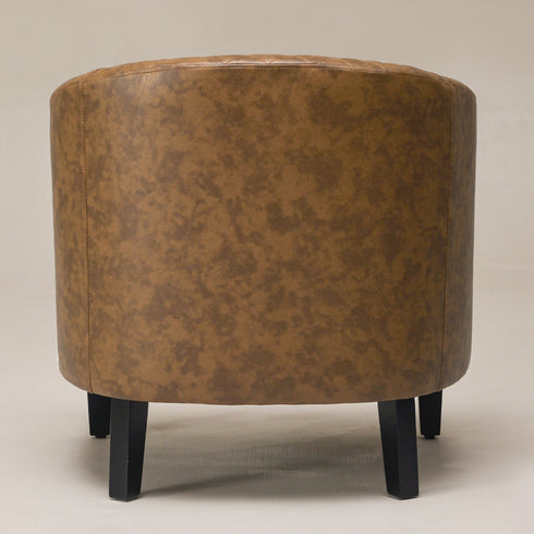 Logan Faux Leather Tufted Club Chair - Coffee Accent Chair | Decorative Accent Chairs | Kinwell Furniture | Modern Accent Chairs