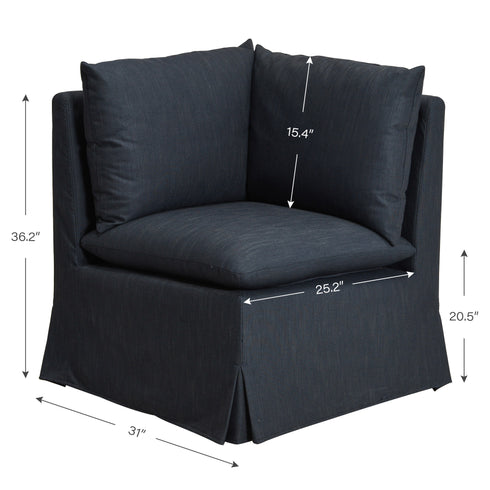 Nelly Performance Corner Banquette Chair - Indigo Modern Corner Banquette Chair | Corner Banquette Seating | Kinwell Furniture | Modular Dining Banquette