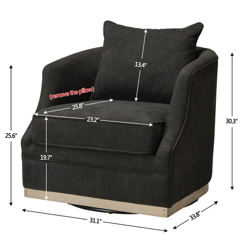 Minerva Swivel Barrel Chair - Black Modern Swivel Chair | Swivel Accent Chairs | Kinwell Furniture | Swivel Armchairs