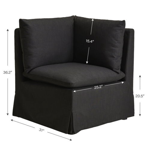 Nelly Performance Corner Banquette Chair - Black Modern Corner Banquette Chair | Corner Banquette Seating | Kinwell Furniture | Modular Dining Banquette
