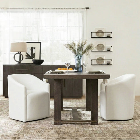 Rafa Performance Dining Chair with Casters - Covered Dining Chair | Dining Chairs with Arms | Kinwell Furniture | Performance Fabric Chairs