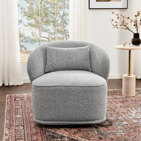 Laura Bouclé Swivel Barrel Chair - Cozy Swivel Chair | Swivel Armchairs | Kinwell Furniture | Living Room Swivel Chairs
