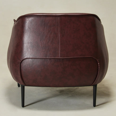 Kadar Leather Barrel Chair-Red Modern Leather Chair | Accent Chairs | Kinwell Furniture | Barrel Chairs