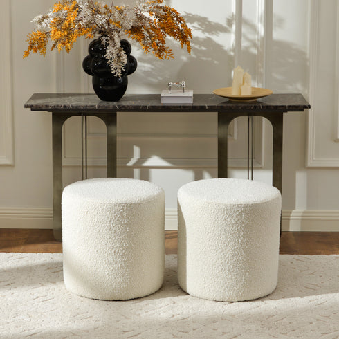 Elof Bouclé Ottoman - Foot Stool Ottoman | Pouf Stool | Kinwell Furniture | Mid Century Ottomans