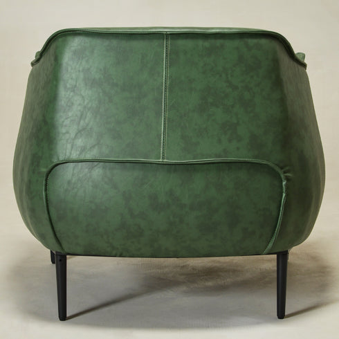 Kadar Leather Barrel Chair-Green Modern Leather Chair | Accent Chairs | Kinwell Furniture | Barrel Chairs