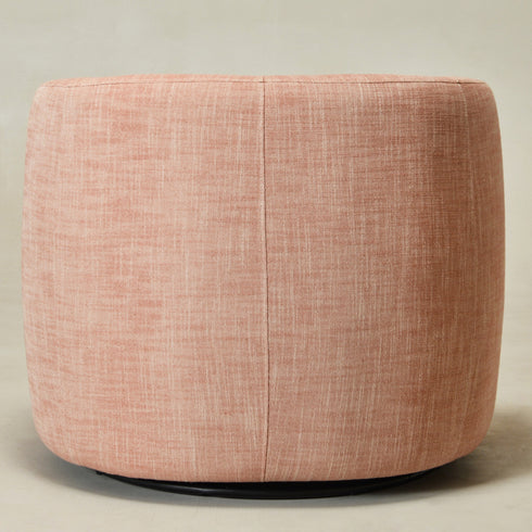 Ashlie Linen Swivel Barrel Chair - Coral Modern Swivel Chair | Swivel Accent Chairs | Kinwell Furniture | Swivel Armchairs