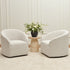 Susie Bouclé Swivel Barrel Chair - White Modern Swivel Chair | Swivel Accent Chairs | Kinwell Furniture | Swivel Armchairs