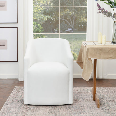 Rafa Performance Dining Chair with Casters �Comfortable Dining Armchair | Elegant Dining Chairs | Kinwell Furniture | Durable Performance Fabric