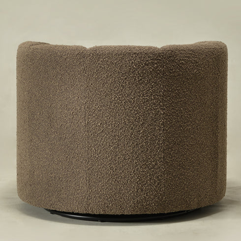 Wilton Bouclé Swivel Barrel Chair - Teddy Brown Petal Back Modern Swivel Chair | Swivel Accent Chairs | Kinwell Furniture | Swivel Armchairs