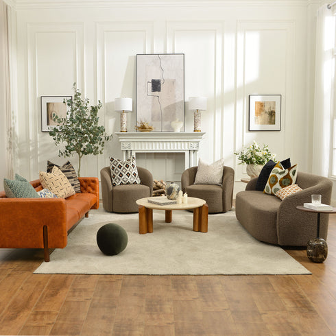 Everitte Bouclé Swivel Barrel Chair