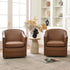 Lawton Faux Leather Tufted Swivel Chair – Brown Industrial Modern Swivel Chair | Faux Leather Office & Lounge Chair | Kinwell Furniture | High Back Chair