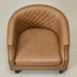 Louis Faux Leather Tufted Club Chair - Camel Accent Chair | Decorative Accent Chairs | Kinwell Furniture | Modern Club Chairs | Barrel Club Chair | Nailhead Trim Chair | Contemporary Faux Leather Chair | Elegant Camel Chair