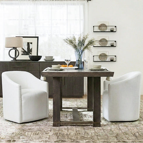 Rafa Performance Dining Chair with Casters �Comfortable Dining Armchair | Elegant Dining Chairs | Kinwell Furniture | Durable Performance Fabric