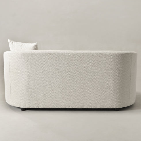 Susie White Bouclé Sofa | Contemporary White Loveseat | Kinwell Furniture | Chic Bouclé Couch with Pillows