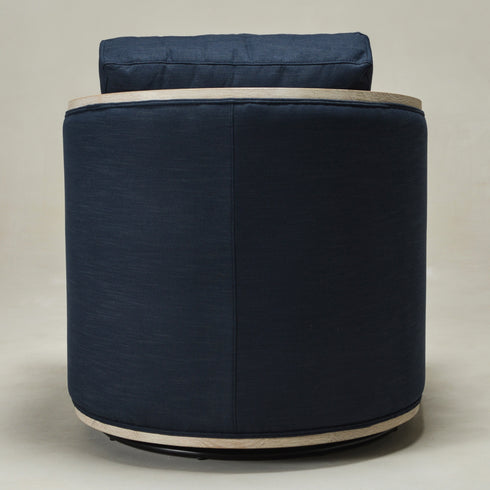 Claude Performance Linen Fabric Swivel Chair - Indigo Modern Swivel Chair | Swivel Accent Chairs | Kinwell Furniture | Swivel Armchairs