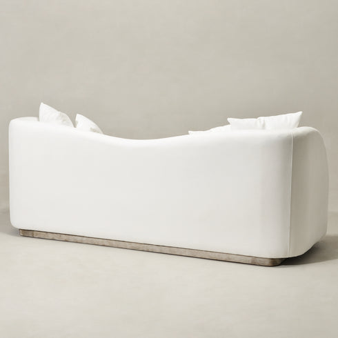 Samuel Premium Fabric Curved Sofa in White – 3 Seater Sofa | Three Seater Couch | Modern Curved Sofa | Kinwell Furniture