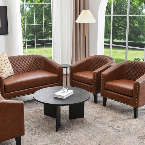 Logan Faux Leather Tufted Loveseat | Fabric Loveseat Couch | Kinwell Furniture | Modern Loveseats & Comfortable Loveseat Sofa Couches