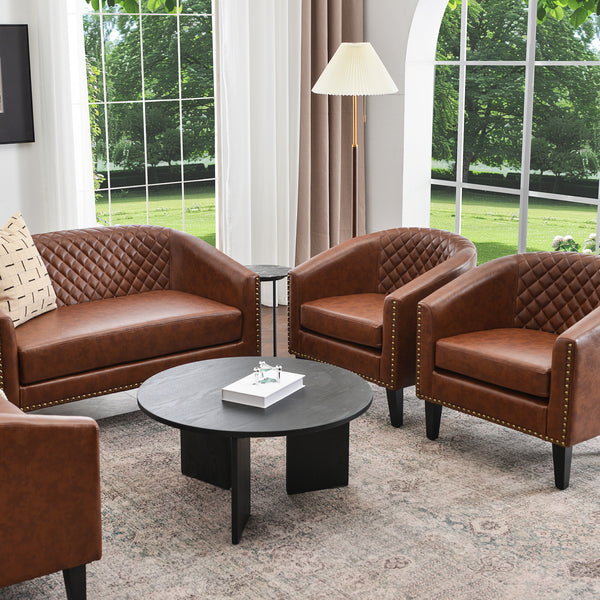 Logan Faux Leather Tufted Loveseat | Fabric Loveseat Couch | Kinwell Furniture | Modern Loveseats & Comfortable Loveseat Sofa Couches