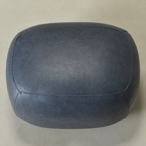 Elmer Faux Leather Ottoman – Round Navy Ottoman | Decorative Ottoman | Kinwell Furniture | Modern Faux Leather Furniture