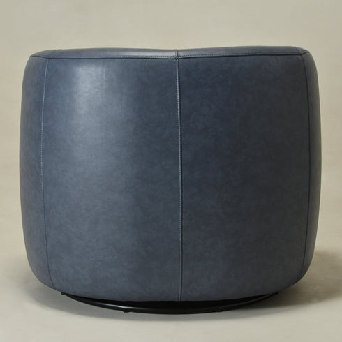 Ashlie Faux Leather Swivel Chair - Navy Blue Swivel Chair | Faux Leather Armchairs | Kinwell Furniture | Modern Swivel Accent Chairs