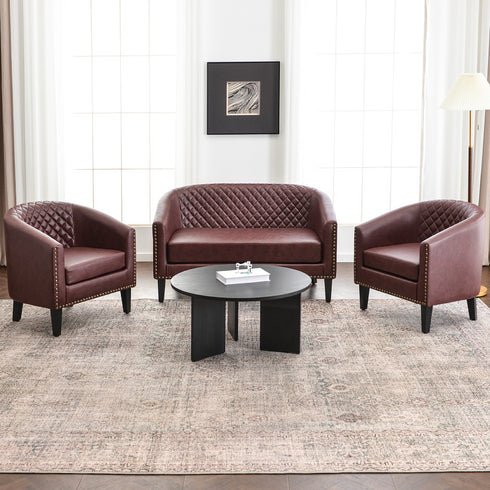 Logan Faux Leather Tufted Loveseat | Fabric Loveseat Couch | Kinwell Furniture | Modern Loveseats & Comfortable Loveseat Sofa Couches