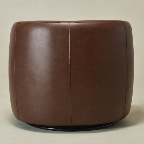 Ashlie Faux Leather Swivel Chair - Brown Modern Swivel Chair | Swivel Accent Chairs | Kinwell Furniture | Swivel Armchairs