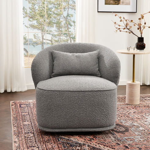 Laura Bouclé Swivel Barrel Chair - Modern Swivel Chair | Swivel Accent Chairs | Kinwell Furniture | Swivel Armchairs