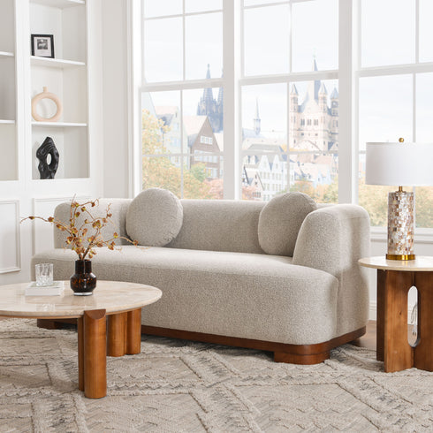 Otto Bouclé Loveseat in Taupe – Modern Boucle 2 Seater Sofa | Small Apartment Sofa | Cozy Loveseat Couch | Kinwell Furniture