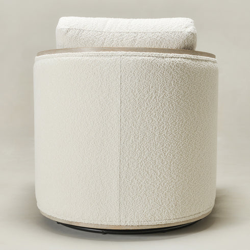 Claude Bouclé Swivel Barrel Chair - Cozy Modern Swivel Chair | Swivel Accent Chair for Living Room | Kinwell Furniture | Swivel Armchair with Bouclé Fabric