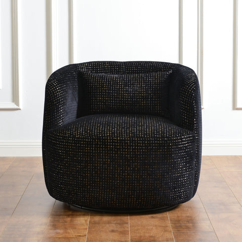 Kinwell Exclusive | Ashlie Sculpted Jacquara Swivel Barrel Chair