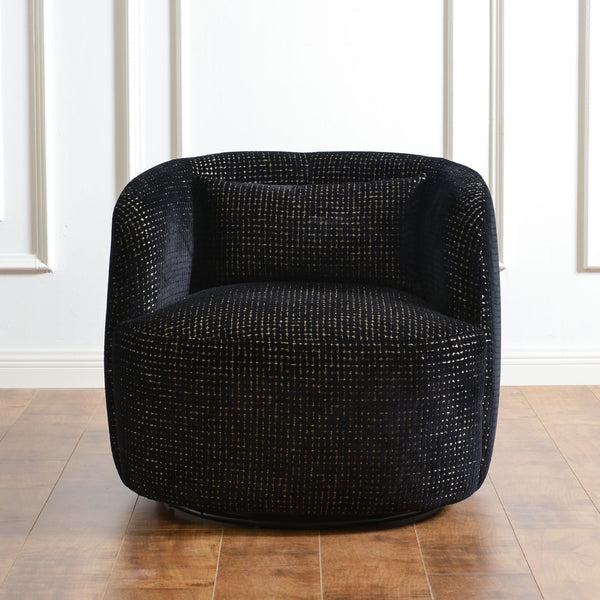 Kinwell Exclusive | Ashlie Sculpted Jacquara Swivel Barrel Chair