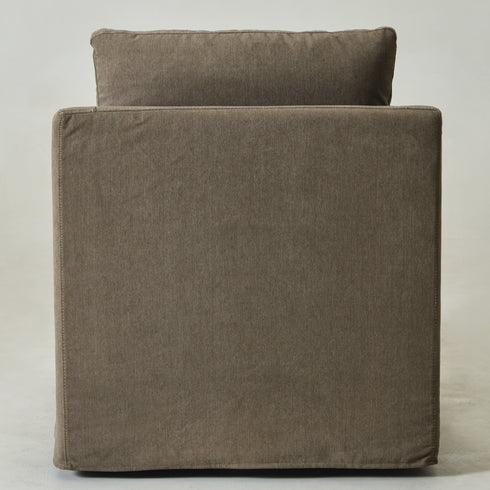 Charles Slipcover Swivel Barrel Chair – Brown Modern Swivel Chair | Slipcover Swivel Chairs | Kinwell Furniture | Swivel Armchairs