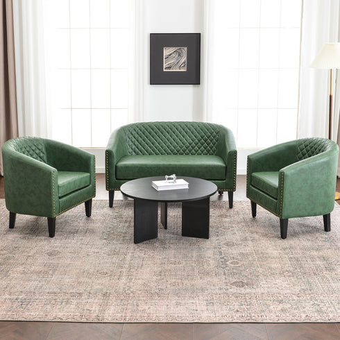 Logan Faux Leather Tufted Loveseat | Fabric Loveseat Couch | Kinwell Furniture | Modern Loveseats & Comfortable Loveseat Sofa Couches