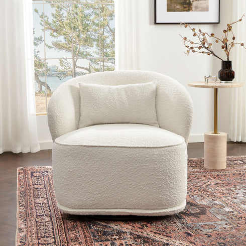 Laura Bouclé Swivel Barrel Chair - Modern Swivel Chair | Swivel Accent Chairs | Kinwell Furniture | Swivel Armchairs