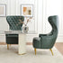 Letitia Faux Leather Wingback Chair - Green Accent Chair | Decorative Faux Leather Chairs | Kinwell Furniture | Modern Wingback Accent Chairs