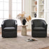 Lawton Faux Leather Tufted Swivel Chair – Black Industrial Modern Swivel Chair | Faux Leather Office & Lounge Chair | Kinwell Furniture | High Back Chair