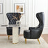 Letitia Faux Leather Wingback Chair - Black Accent Chair | Decorative Faux Leather Chairs | Kinwell Furniture | Modern Wingback Accent Chairs