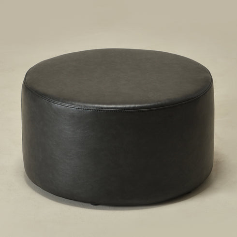 Elof Faux Leather Ottoman - Elegant Round Ottoman | Multi-Functional Footrest | Kinwell Furniture | Modern Living Room Decor