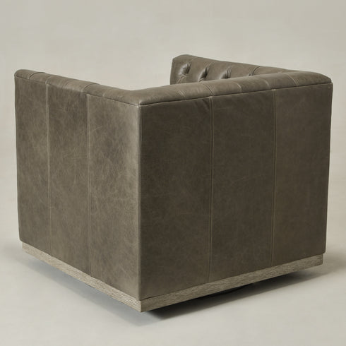 Gustave Premium Leather Swivel Armchair - Dark Gray Modern Swivel Chair | Swivel Accent Chairs | Kinwell Furniture | Swivel Armchairs