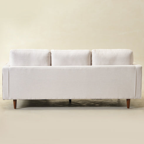 Tiziano Tufted 2-Piece Sectional Sofa – Ivory Linen Reversible Chaise Couch with Accent Pillows | Mid-Century Modern L-Shaped Sofa | Kinwell Furniture