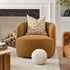 Ashlie Bouclé Swivel Barrel Chair - Cozy Swivel Chair | Swivel Armchairs | Kinwell Furniture | Living Room Swivel Chairs