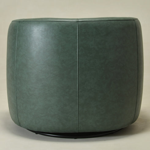 Ashlie Faux Leather Swivel Chair - Green Faux Leather Swivel Chair | Modern Barrel Chairs | Kinwell Furniture | Swivel Accent Chairs