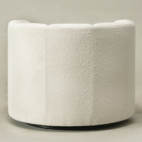 Wilton Bouclé Swivel Barrel Chair - White Petal Back Modern Swivel Chair | Swivel Accent Chairs | Kinwell Furniture | Swivel Armchairs