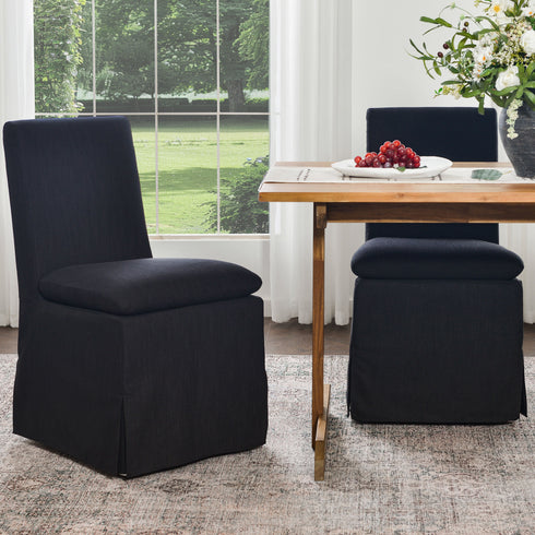 Diane Slipcover Performance Dining Chair with Casters - Upholstered Dining Chair | Modern Dining Chairs | Kinwell Furniture | Performance Fabric Dining Chairs