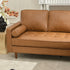 Tiziano Tufted 2-Piece Sectional Sofa – Camel Faux Leather Reversible Chaise Couch with Accent Pillows | Mid-Century Modern L-Shaped Sofa | Kinwell Furniture