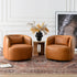Ashlie Leather Swivel Barrel Chair - Camel Modern Swivel Chair | Swivel Accent Chairs | Kinwell Furniture | Swivel Armchairs