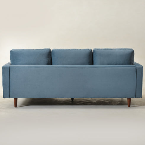 Tiziano Tufted 2-Piece Sectional Sofa – Blue Velvet Reversible Chaise Couch with Accent Pillows | Mid-Century Modern L-Shaped Sofa | Kinwell Furniture